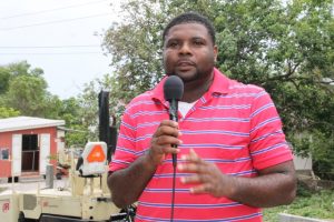 Junior Minister in the Ministry of Communications, Works and Public Utilities Hon. Troy Liburd visiting the Hanley’s Road Rehabilitation Project on October 09, 2015